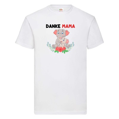 Danke Mama | Elefanten | Mutter und Kind T-Shirt Weiß
