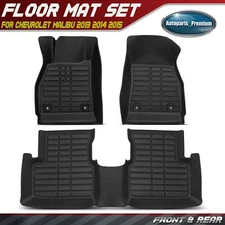 3Pcs Front & Rear Black Floor Mats Liners for Chevy Malibu 2013 2014 2015 Sedan