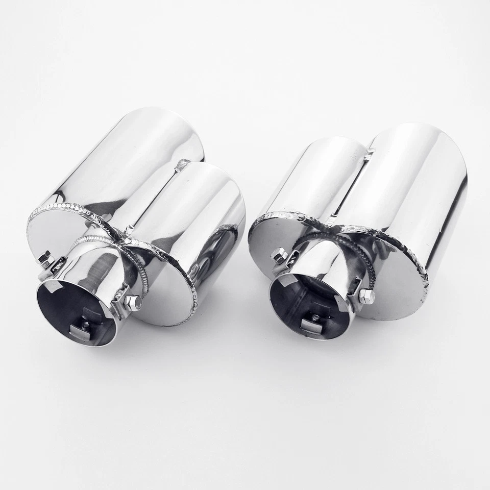 Par de puntas de escape de acero inoxidable de doble salida para Porsche 911 996 2,25" Foto 4 de 4