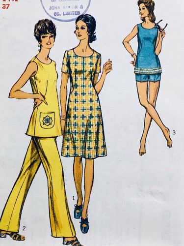 Vintage STYLE Pattern 3648 Misses RETRO 1970s Dress Tunic Shorts & Pants Sz 14½ - Picture 2 of 3