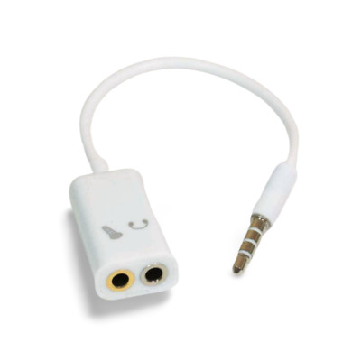4in TRRS 3.5mm Plug Connector Male to TRS 3.5mm Female - White