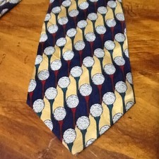 Barry Wells All Silk Golf Tee "Teed Up" Neck Tie 57 x 4 Made in USA Ball EUC