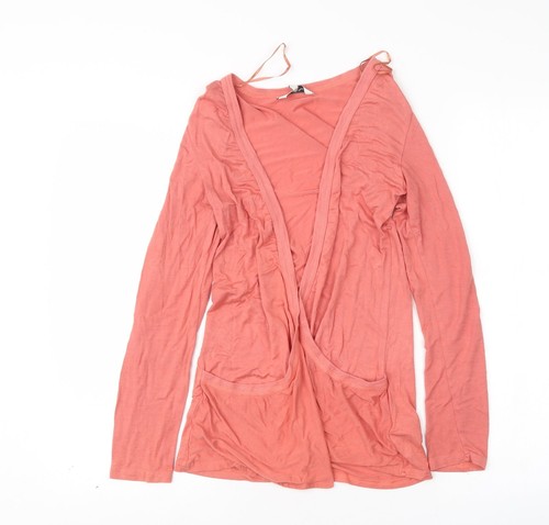 New Look Damen rosa V-Ausschnitt Viskosemischung Cardigan Größe 10