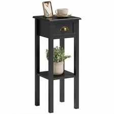 Narrow End Table with Drawer and Bottom Shelf, Slim Side Table for Small Spac...