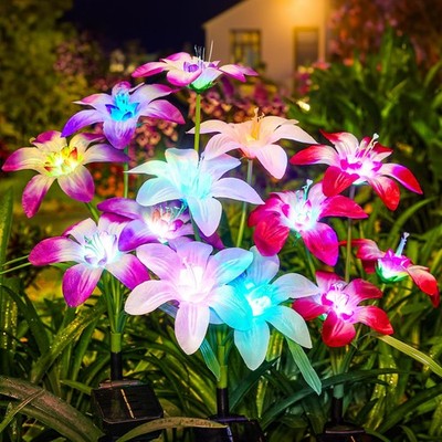 Solar Lights Outdoor Waterproof Clearance, 8 Pack RGB Solar Garden Lights wit...