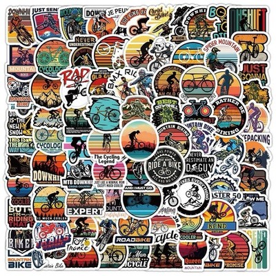 25Pcs Random Cool Mountain Bike Cartoon Waterproof Vinyl Stickers Teen Adult