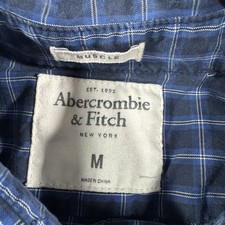 Abercrombie  Fitch Shirt Mens Medium Blue White Plaid Button Down Muscle Fit