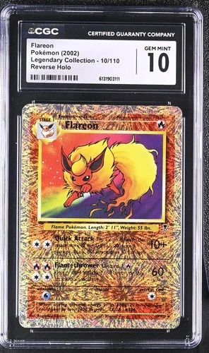 CGC 10 GEM MINT Flareon 10/110 Legendary (collection) Reverse Holo Pokemon Card