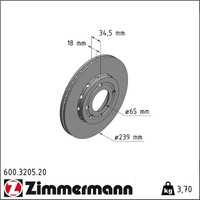 2X Zimmermann 600.3205.20 Bremsscheibe FüR Vw Seat Polo Lupo Arosa 6N1 6N2 6X1