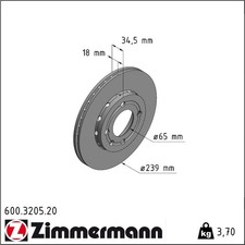 2x Zimmermann 600.3205.20 Bremsscheibe für VW SEAT POLO LUPO AROSA 6N1 6N2 6X1