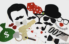 James Bond Photo Booth Props   Glitter 007 Pa...