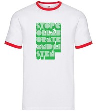 Stop Collaborate And Listen - Mens Ringer - Song Funny Slogan Lyrics Ice