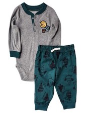 Carter's Infant Boys Green Wilderness Cute Troop 2 Piece Outfit Set 12m