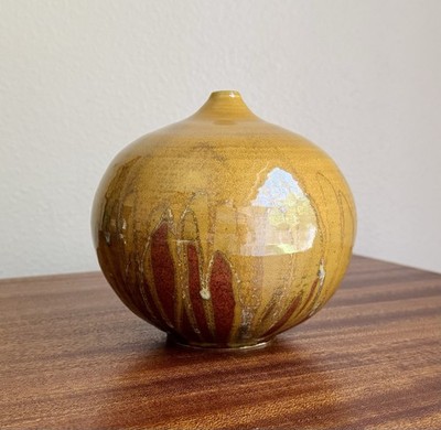 Modernist Richard Lincoln Drip Glaze Studio Pottery Vase, 1984 Texas Vintage