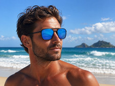 Maui Jim KEOKEA Polarized Aviator Sunglasses in Hawaii Blue Handmade in Italy