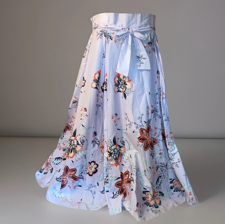 Falda Larga Floral Azul-Violeta XL Hawaiana Diseño 7th Avenue New York & Company Foto 4 de 4