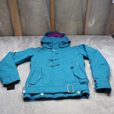 Oakley Jacket Womens Small Blue RECCO Insulated Hooded Belted Winter Waterproof