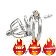 Stainless Steel Male Chastity Cage Metal Men's Locking Belt Restraint Device C84