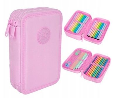 Federmäppchen mit zwei Fächern und Zubehör, Pastellrosa, Coolpack, 35-teilig