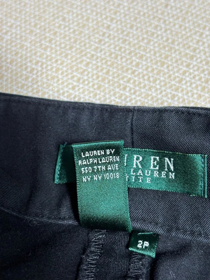 Pantalones de tobillo recto Lauren Ralph Lauren para mujer 2P negros dorados bolsillos con cremallera Foto 4 de 4