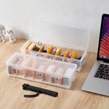 2 Pack Cable Organizer Storage Box with 16 Cable Ties, Clear Phone Charger Organ