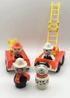 Vintage Fisher-Price Little People Fire Trucks w/Ladder Firemen Dalmatian