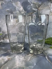 2 - Libbey Chivalry Clear 6 1/8” Cooler Tumbler Glass Barware 16oz Vintage