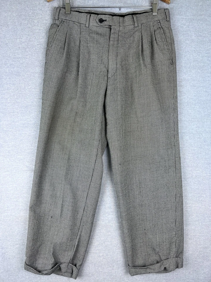 Pantalones de vestir vintage Burberrys unisex a cuadros talla 32 x 26 pata de gallo  Foto 2 de 4
