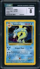Carta Pokemon CGC 8 NM/MINT Gyarados Base 6/102 Holo 1999 come nuova
