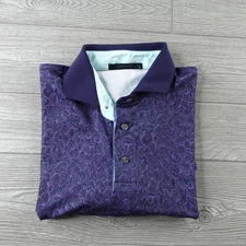 Greyson Polo Shirt Mens Small Blue Classic Pullover Abstract All Over Print