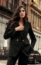 Veronica Beard Didion Black Stretch-Linen Jacket Size 10 NWT