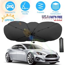 57x33In Foldable Car Sun Umbrella Universal Sun Blocker Shield Shade Silver Tita