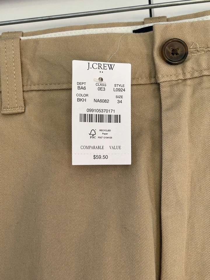 NUEVO CON ETIQUETAS J Pantalones Cortos Crew Para Hombre W 5” Entrepierna Elastizados Pantalones Cortos Beige Talla 34 Foto 3 de 4