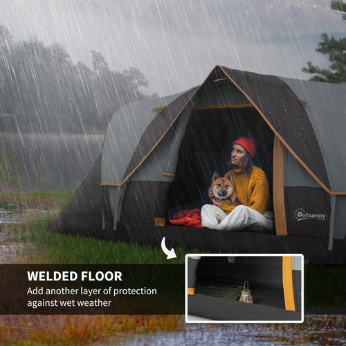 Outsunny 5-6 Man Camping Tent with Bag, Fibreglass and Steel Frame, Grey - Picture 7 of 11