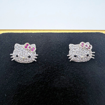 Seltene Sanrio Hello Kitty Diamonique 925 Sterling Silber CZ Ohrstecker QVC