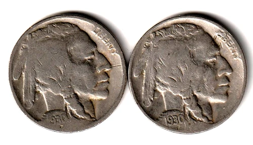 1930 P&S Buffalo nickels