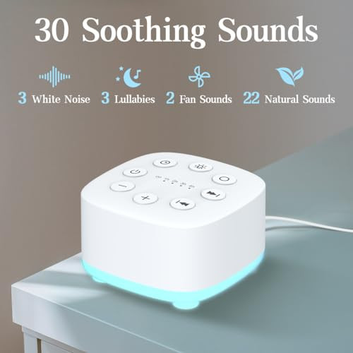 Calming Sound Machine Meditation White Noise Sound Machine 30 Soothing Sounds with 32 Volume ...