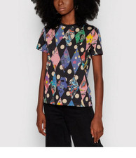 Desigual Damen T-Shirt Rauten Muster Strick Gr.M 21WWTKBC