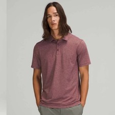Lululemon Men's Evolution Short-Sleeve Polo   Heathered Red Merlot - Size Medium