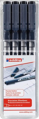 Black Marking Pen Set Of 4 Fine Liners For Technical Drawing And Sketching