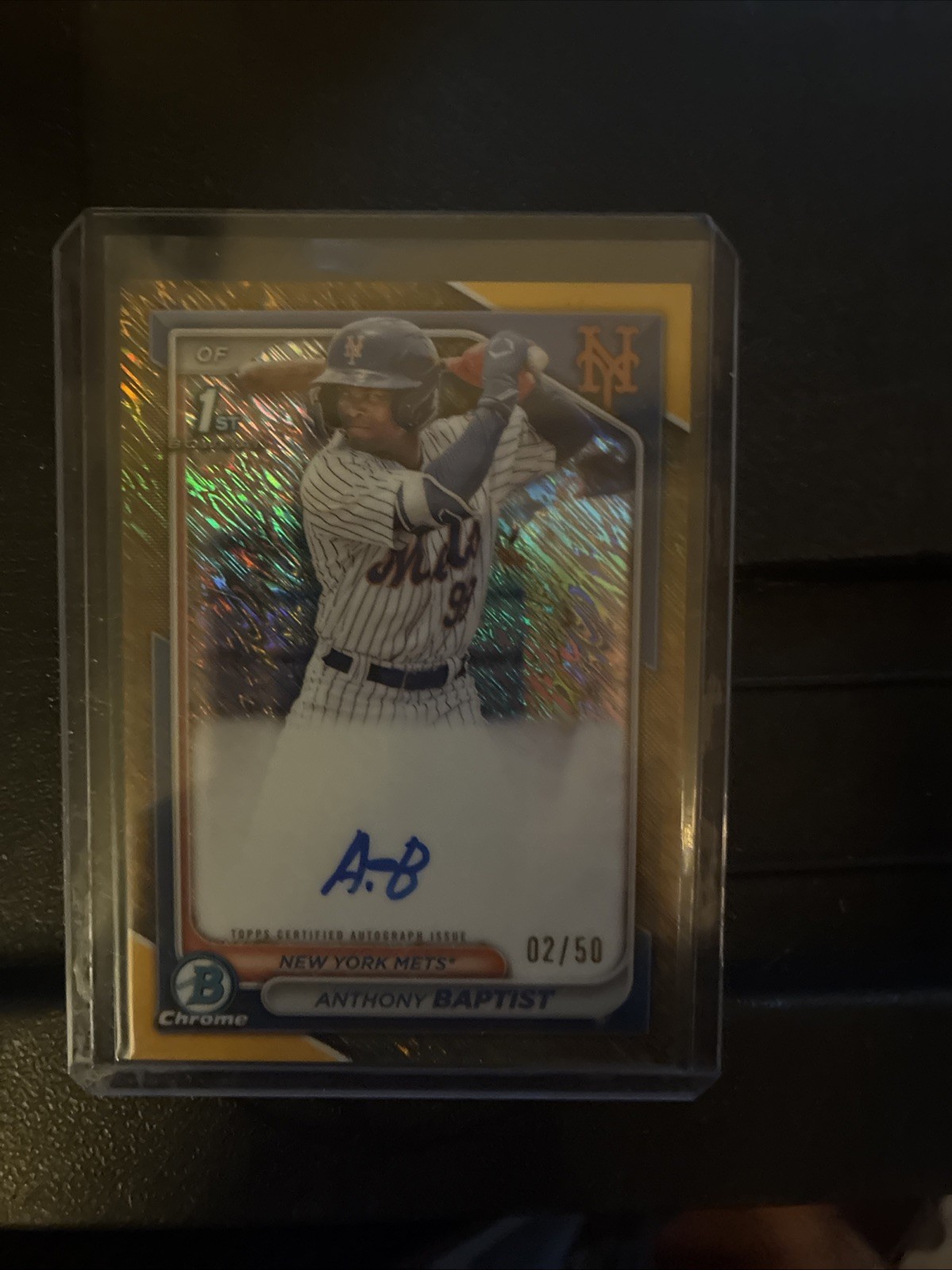 2024 Bowman Chrome Prospect Autograph Gold Refractor #CPA-AB Anthony Baptist /50