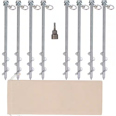8 Pieces 12 In. Ground Anchors Screw In, Earth Anchors Heavy Duty Ground Stakes