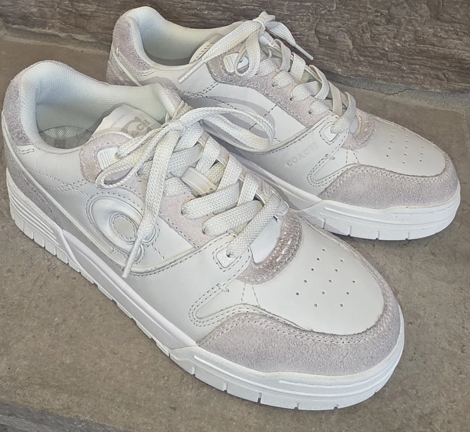 Zapatilla deportiva Coach Soho de cuero y gamuza envejecida para mujer talla 7B blanco glaciar Foto 2 de 4
