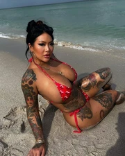 8x10 Artistic Photo Fine Art Beautiful Busty Tattoo Asi  Model 101425c-17