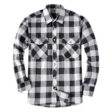 Mens Plaid Flannel Checkered Brushed Tartan Long Sleeve Lumberjack Casual Shirt