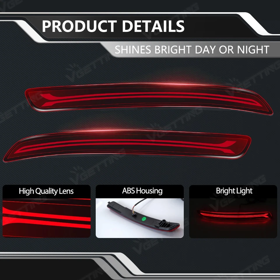 LED Rear Reflector Brake Light Red Lens For Kia Rio 2012-2015 Seden Model Only - Imagen 4 de 4