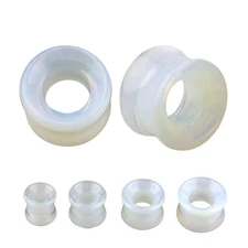 Moonstone Double Flare Concave Tunnels Ear Gauges Plugs Expanders Piercing Pair