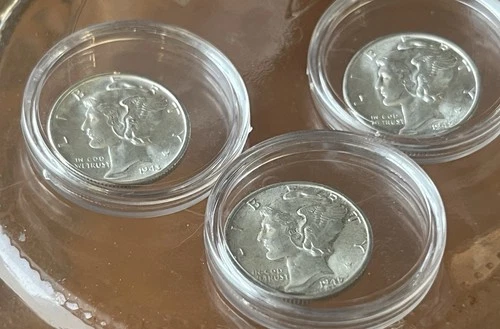 1940'S  Mercury Silver Dimes Uncirculated Lot of 3