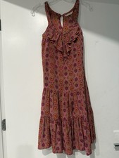 Rebecca Taylor Halter Silk Ruffle Neck Tiered Boho Dress Size 0