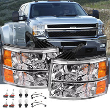 2007-2013 Silverado 1500 2007-2014 2500 3500 Headlight Pair Compatible Replaceme